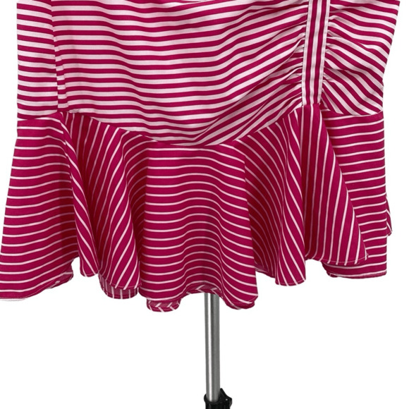 Zara Basic Women's Pink White Striped Knee Length Trumpet A-Line Skirt Medium - Picture 6 of 10